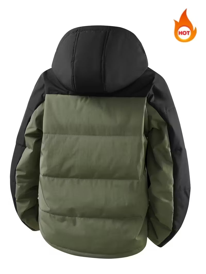 Thermal Hooded Puffer Jacket – Windproof Insulated Winter Coat