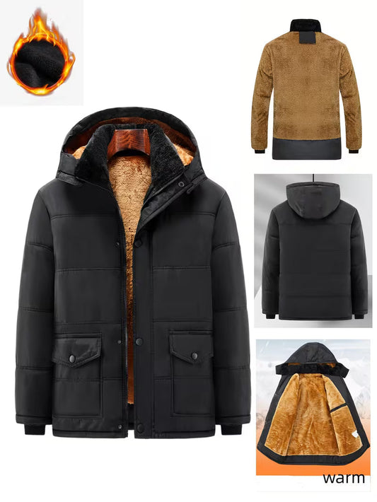 Plush Lined Winter Parka – Hooded Insulated Cold Weather Jacket