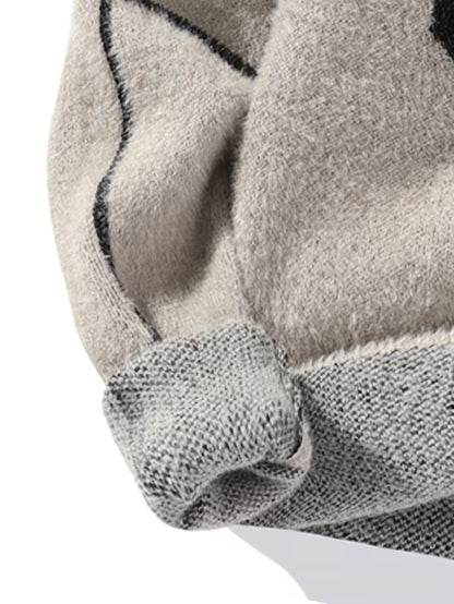 Abstract Knit Sweater – Modern Graphic Winter Pullover