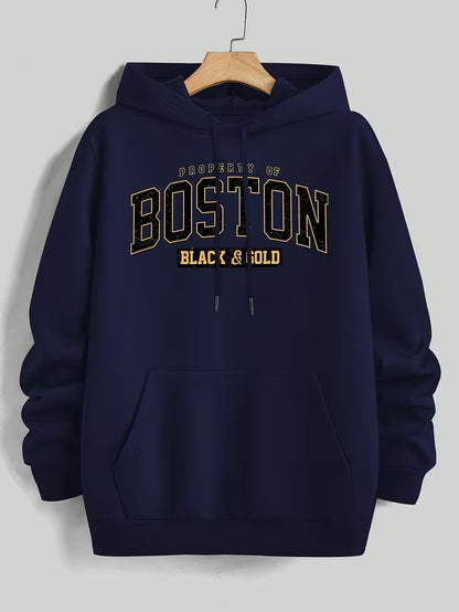 Boston Black & Gold Hoodie – Premium Streetwear Pullover