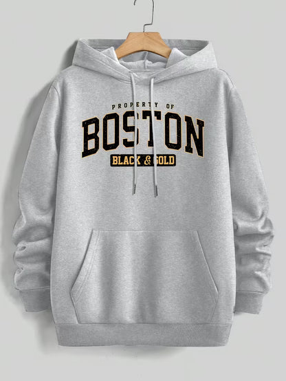 Boston Black & Gold Hoodie – Premium Streetwear Pullover