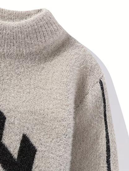 Abstract Knit Sweater – Modern Graphic Winter Pullover