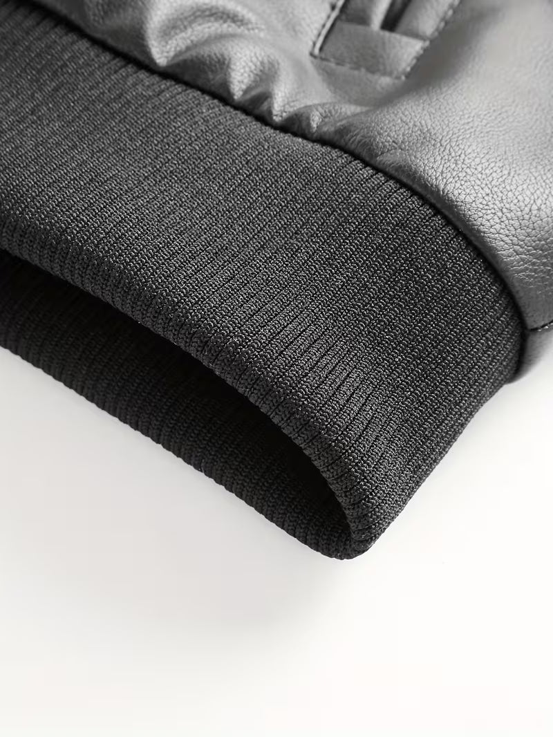 Hooded Leather Jacket – Faux Leather Biker Style Winter Coat