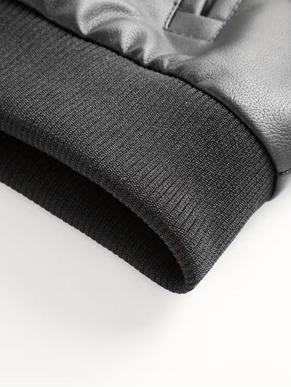 Hooded Leather Jacket – Faux Leather Biker Style Winter Coat