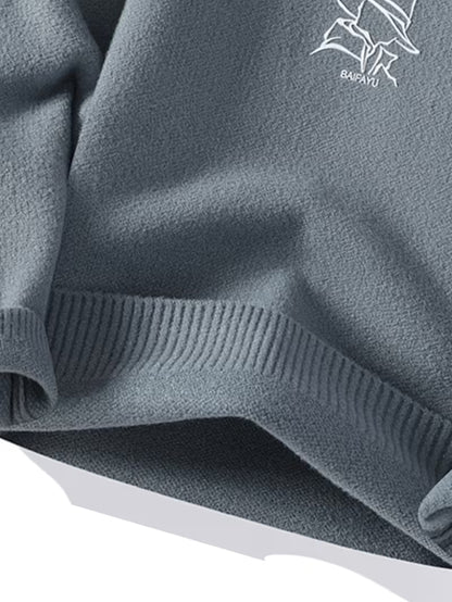 Collar Knit Sweater – Minimalist Embroidered Streetwear Pullover