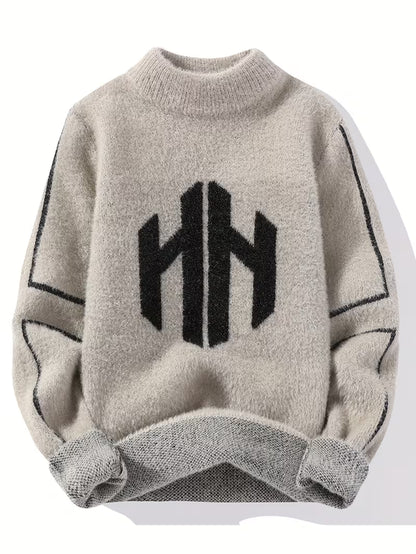Abstract Knit Sweater – Modern Graphic Winter Pullover