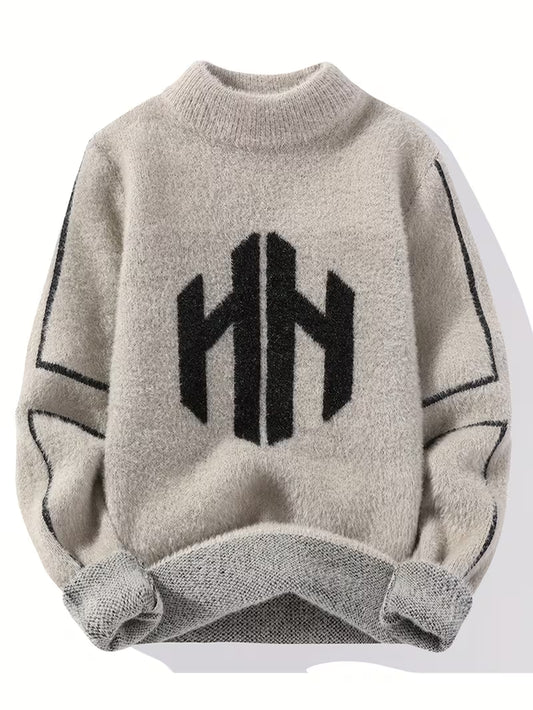 Abstract Knit Sweater – Modern Graphic Winter Pullover