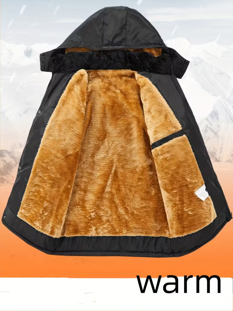 Plush Lined Winter Parka – Hooded Insulated Cold Weather Jacket