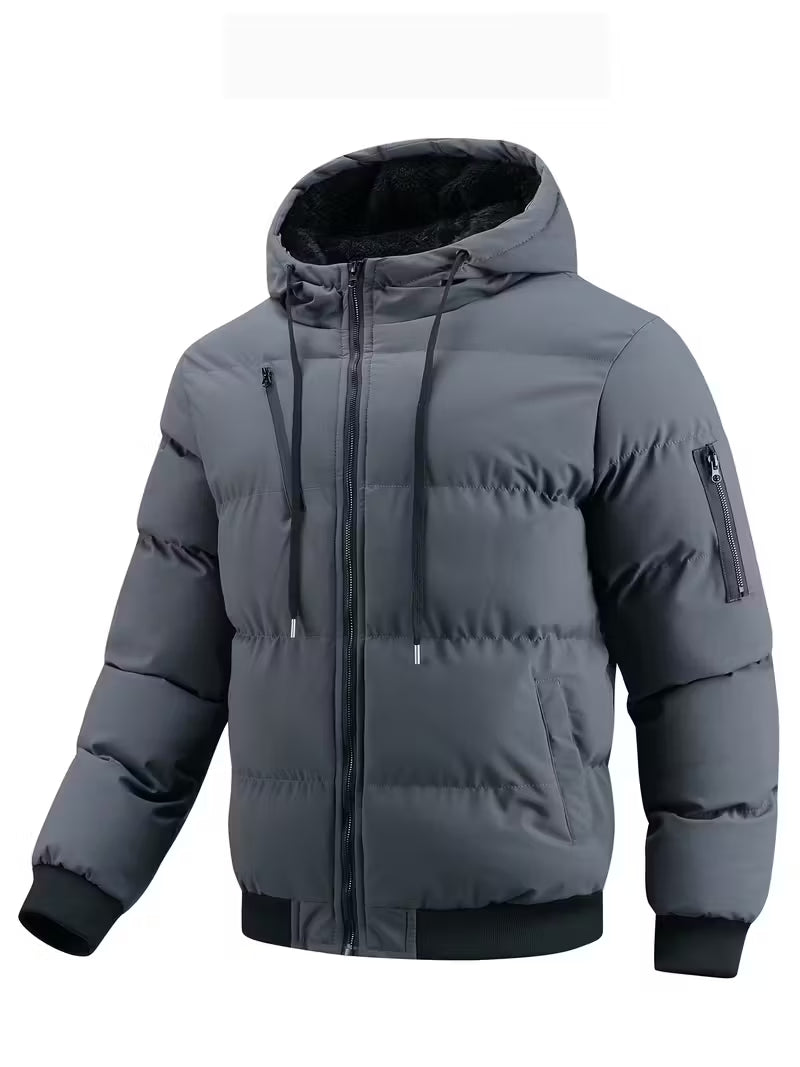 Hooded Puffer Jacket – Thick Insulated Winter Bomber Coat