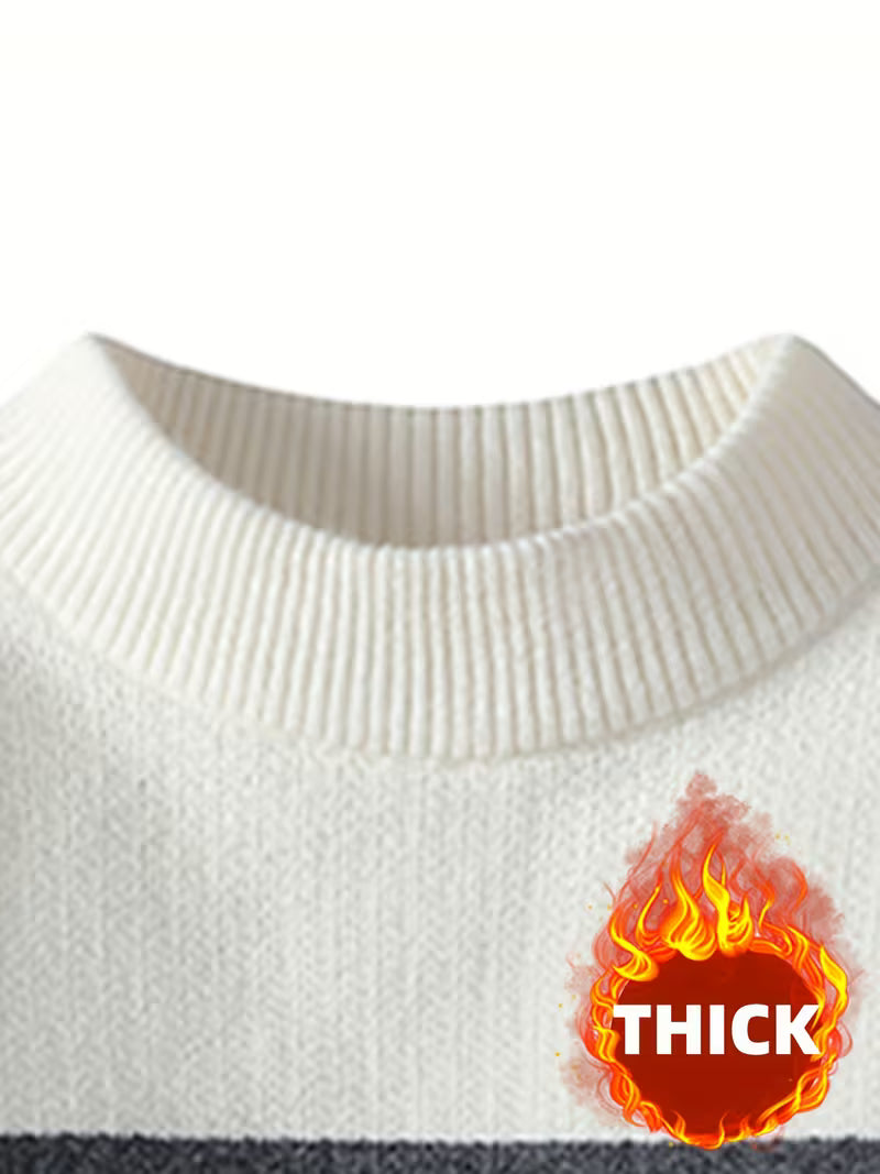 Thick Stripe Knit Sweater – Warm Winter Streetwear Pullover