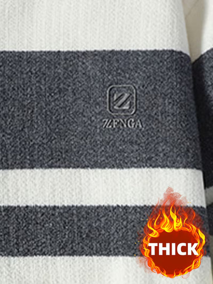 Thick Stripe Knit Sweater – Warm Winter Streetwear Pullover