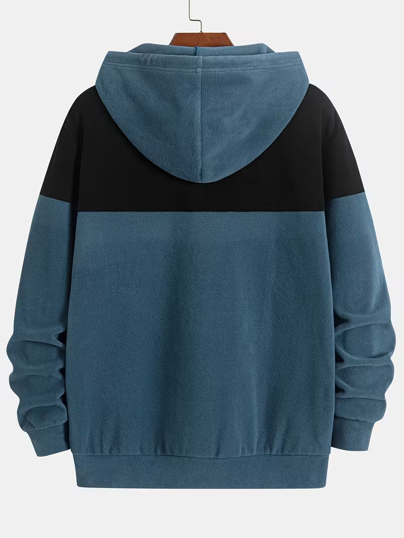 Tribal Stripe Zip Hoodie – Two-Tone Streetwear Sweatshirt