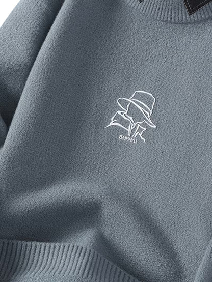 Collar Knit Sweater – Minimalist Embroidered Streetwear Pullover