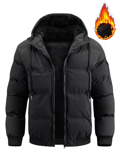 Hooded Puffer Jacket – Thick Insulated Winter Bomber Coat