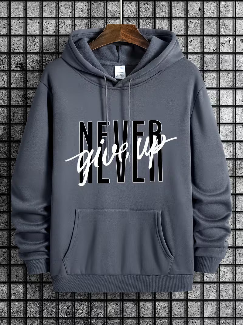 “Never Give Up” Hoodie – Premium Motivational Pullover Sweatshirt