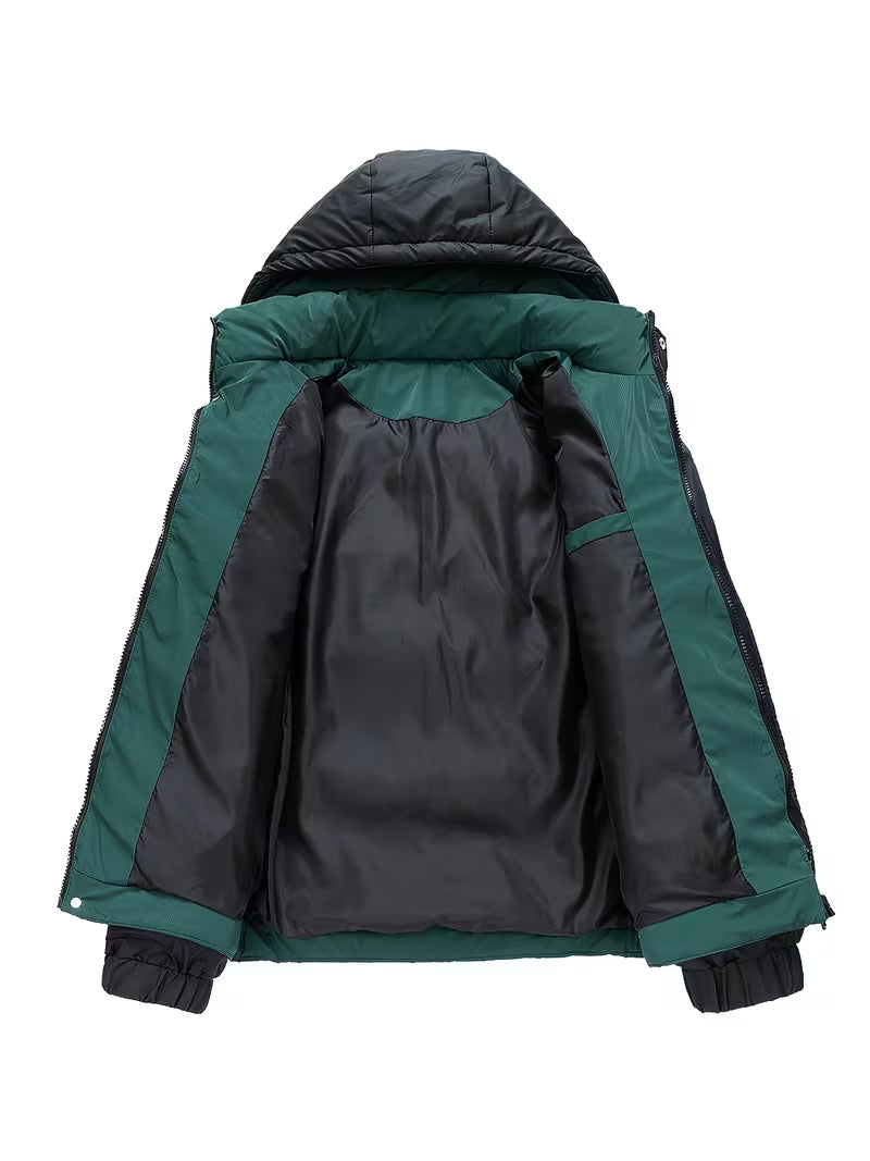 Insulated Hooded Puffer Jacket – Windproof Winter Parka Coat