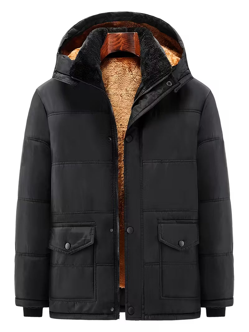 Plush Lined Winter Parka – Hooded Insulated Cold Weather Jacket