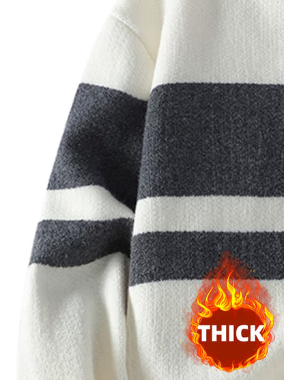 Thick Stripe Knit Sweater – Warm Winter Streetwear Pullover