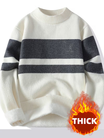 Thick Stripe Knit Sweater – Warm Winter Streetwear Pullover
